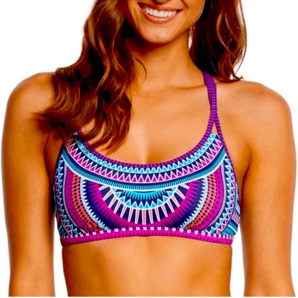 💚💙❤️NWT Jag Tribal Essence Navy Boho Print Strappy Bikini Set Size Large💚💙❤️ - Picture 6 of 15